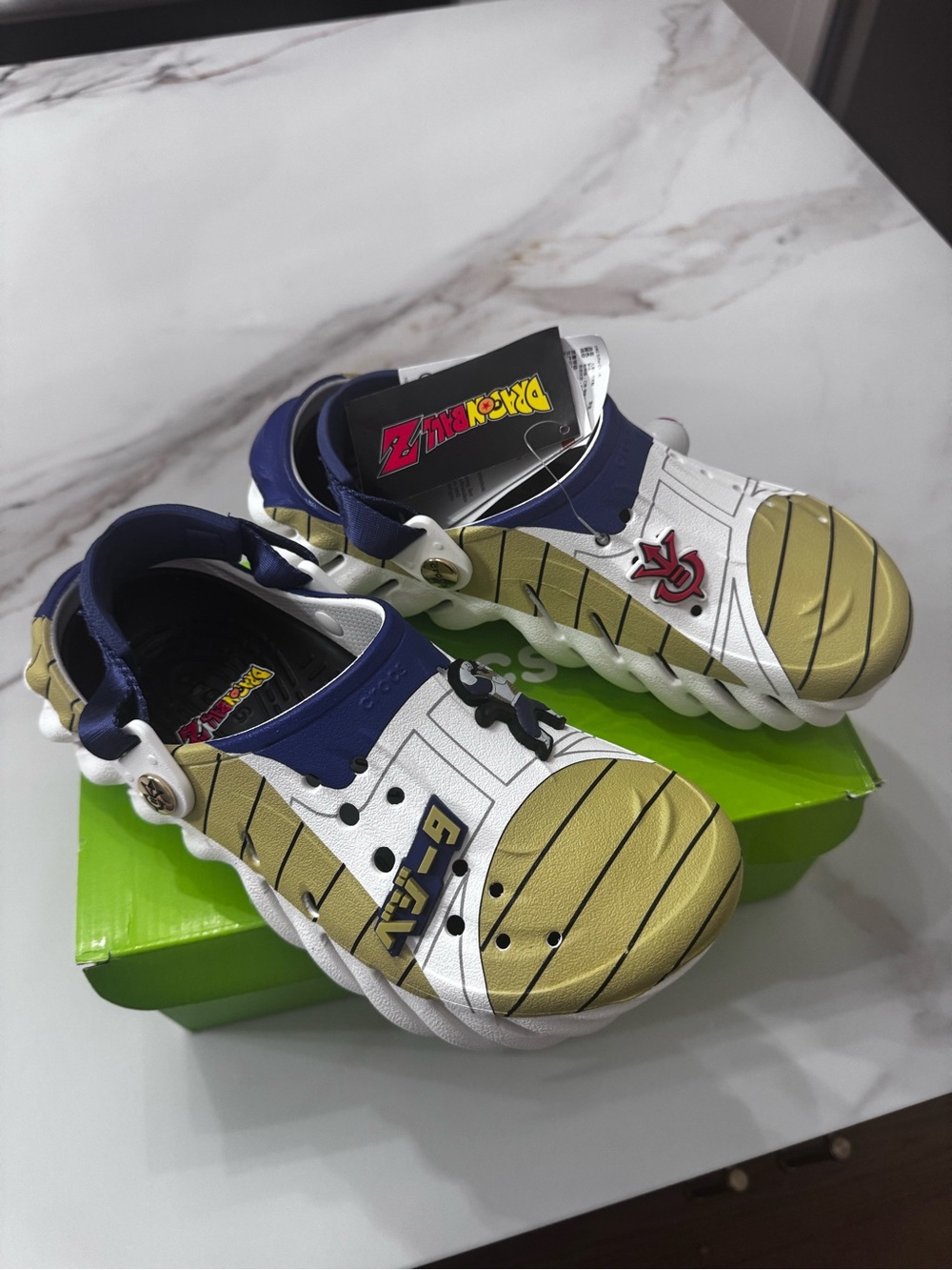 CROCS Kids Gold, Navy and White Themed Comfort Clogs